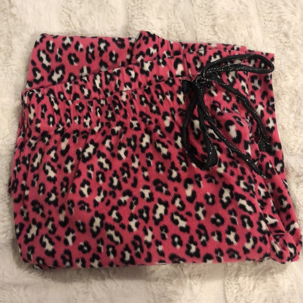 Fuzzy Pink Leopard Print Pajama Pants